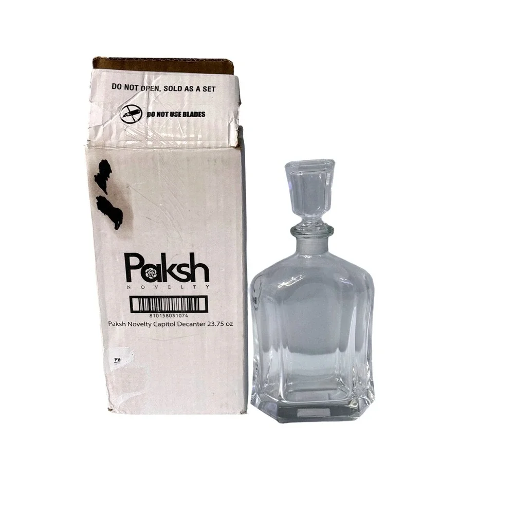 Paksh Novelty Capitol Decanter 23.75 oz Clear Glass Whiskey Bottle with Stopper